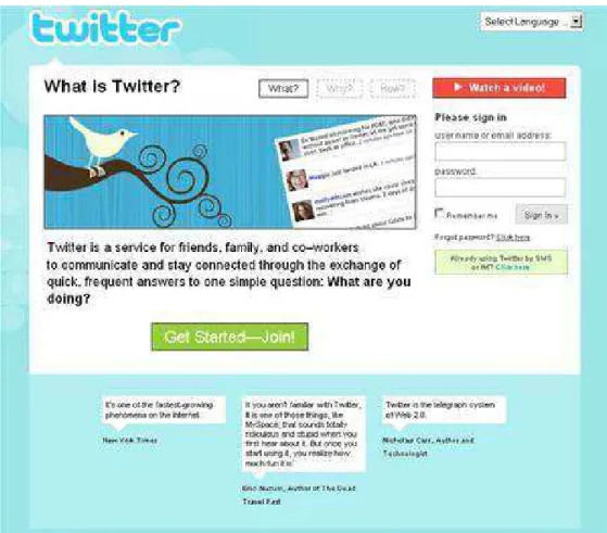 Figura 4 − Primeira interface gráfica do Twitter Fonte: &lt;http://info.abril.com.br&gt;