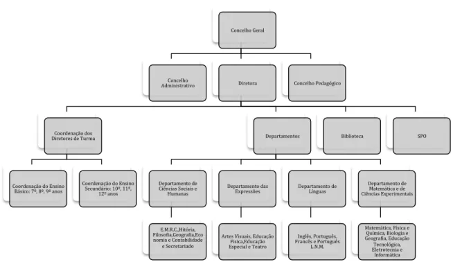 Figura 5. Organigrama da Escola Secundária Sebastião da Gama. Fonte AA.VV, 2011a 