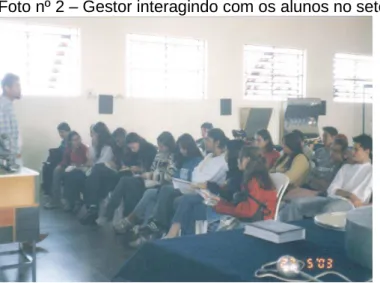Foto nº 2 – Gestor interagindo com os alunos no setor de demonstrações 