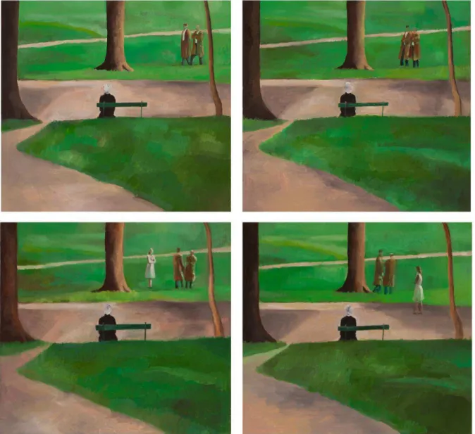 Fig. 04 - Rodrigo Freitas. Variações sobre um mesmo abandono. Óleo sobre tela. 45 x 50 cm (cada), 2011