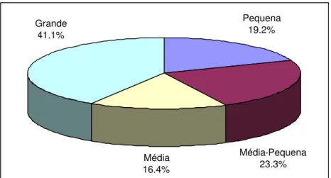 GRÁFICO 1 – Distribuição da amostra segundo o tamanho da empresa Fonte: Dados da pesquisa