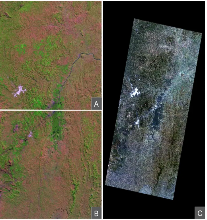 Figura  2  –  Confecção  de  mosaico  do  sistema  lacustre  do  Vale  do  Rio  Doce,  localizado  na  região  leste do estado de Minas Gerais