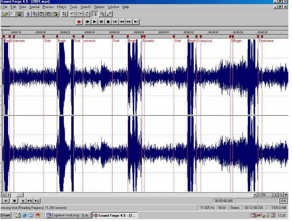 Figura 3. Exemplo de output do programa Soundforge 4.5, utilizado para a gravação da 