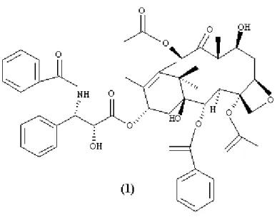 Figura 3. Paclitaxol, substância anticancer produzida pelo fungo Taxonomyces  andreanae (Strobel &amp; Daisy, 2003)