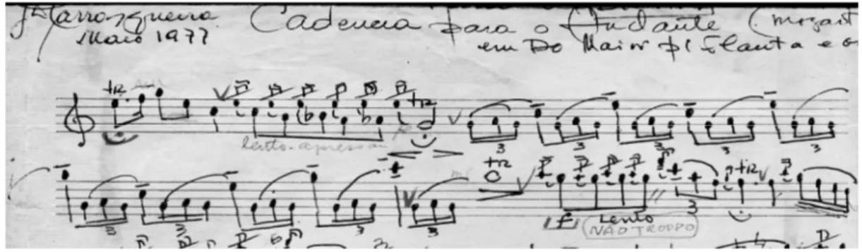 FIGURA 2: Cadência escrita por João D. Carrasqueira para Andante em Dó maior de W.A Mozart