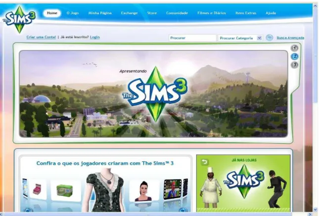 Figura 07 – Tela principal do site oficial de The Sims 3 20
