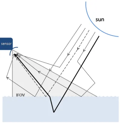 Figure 3 Schematics of light pathways reaching a remote sensor (adapted from IOCCG, 2000)