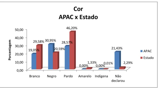 GRÁFICO 8 - Cor - Comparativo Recuperandos APAC x Estado de Minas Gerais. 