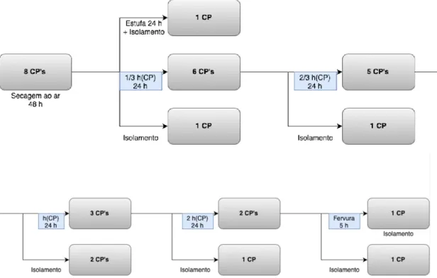 Figura 3. 22 - Diagrama do processo de imposição de umidade nos CP's de concreto 