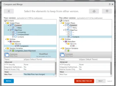 Figure 3.1: Merge situation, where the developer can visually compare two versions and merge them manually [26].