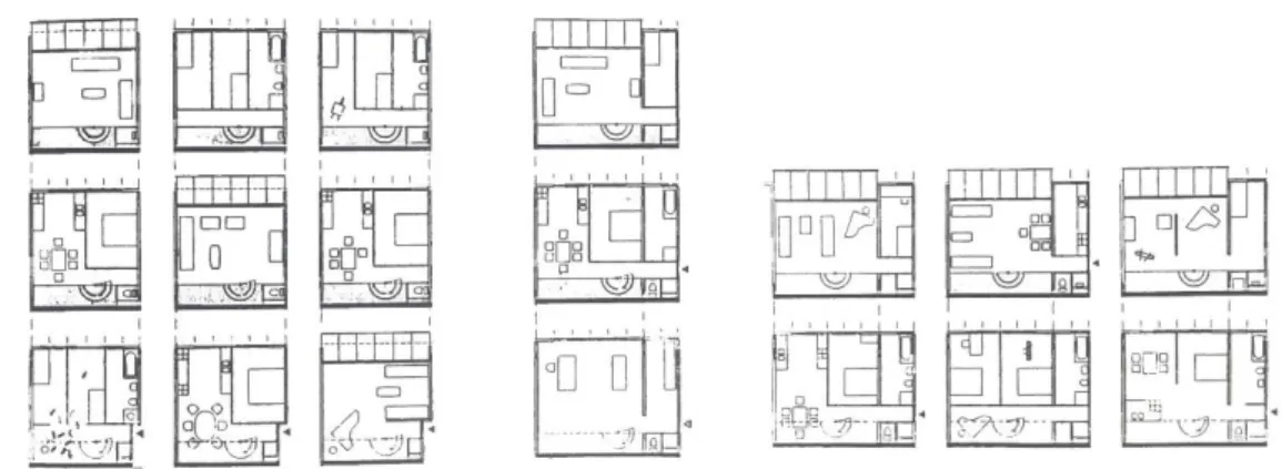 Figura 9   Imagem com esquemas da flexibilidade de uma Penthouse: The interior of his apartment changes every two moths&#34;, Fonte: 