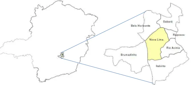 Fig. 03. Mapa de localização do município de Nova Lima, MG.  Fonte: SANTANA, 2002.