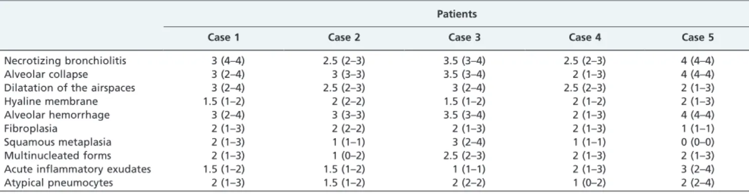Table 3 - Semiquantitative analysis of electron microscopy.