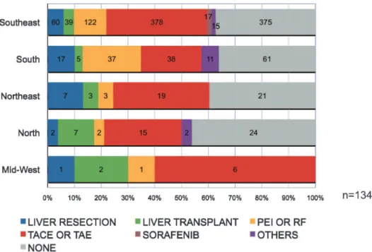 Figure 4 - Distribution of patients according to initial HCC therapy and classification.