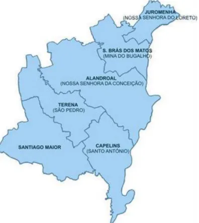 Figura  1  - Representação  do  concelho  e  das  respetivas  freguesias  (Imagem  retirada  de  http://www.cm-alandroal.pt/ 
