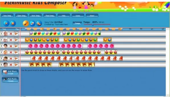Figure 4.4: An example of FlexiMusic Kids Composer’s canvas [Fle11]