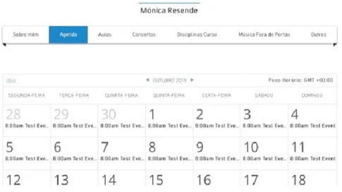 Figura 7 - Layout da secção ”Agenda” do e-P Modelo apresentado. 