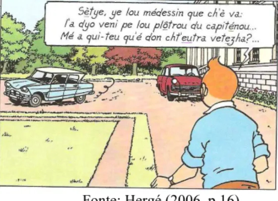 Figura 5: Trecho da revista Léj avatar de Tintin: Lé pèguelyon de la Castafiore  
