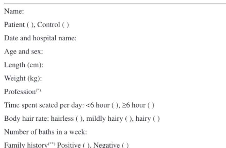 Table 1 - Data collection form