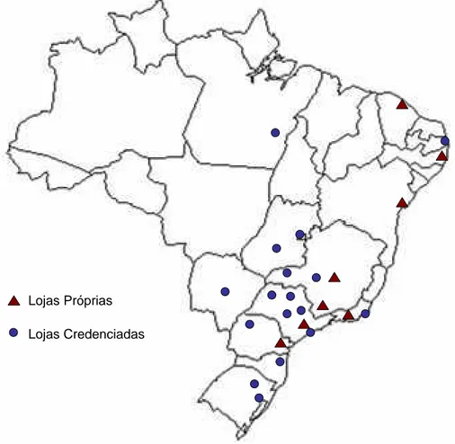 Figura 2.4: Mapa da rede de distribuição da empresa em dezembro de 2005