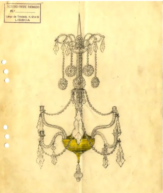 Fig. 10 – Desenho de aplique para a sala dos retratos com carimbo da firma Jacinto Freire Themudo  (col