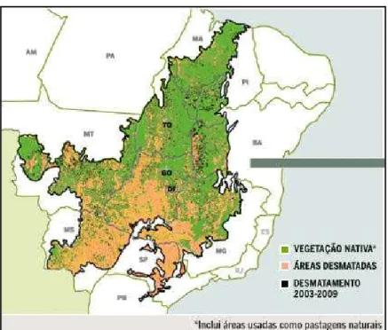 FIGURA 1 - Mapa de domínio do bioma Cerrado no Brasil 