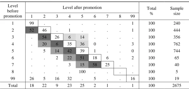 Table 3. Promotion matrix, 1991-1995
