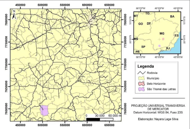 Figura 1 - Mapa de localização do município de São Thomé das Letras 