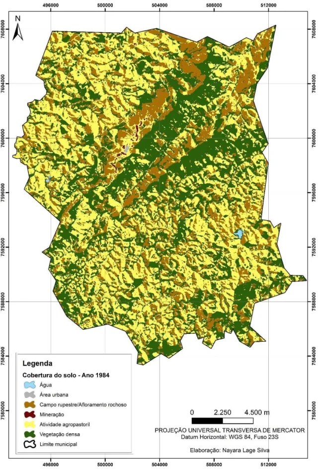 Figura 10 - Mapa de cobertura do solo do ano de 1984 no município de São Thomé das Letras 