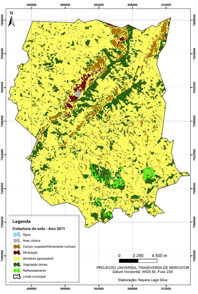 Figura 11 - Mapa de cobertura do solo do ano de 2011 no município de São Thomé das Letras