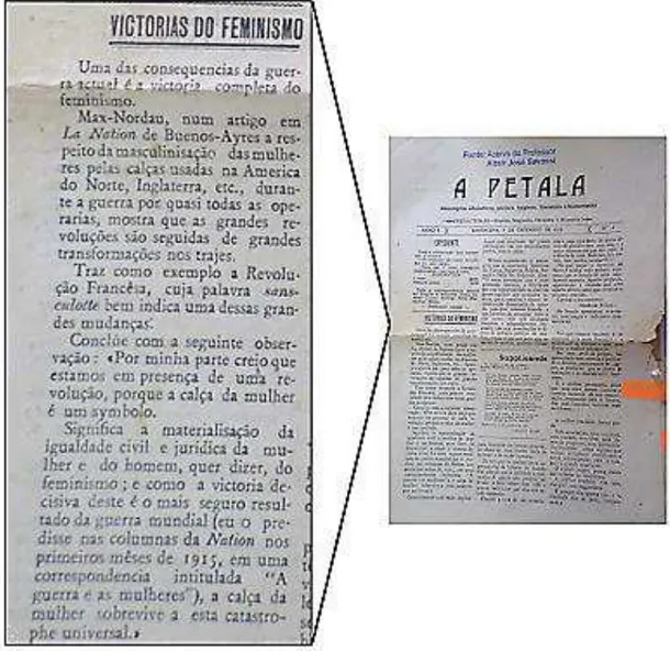 Figura 9: Nota sobre o feminismo no jornal A Pétala, 5 de dezembro de 1918  Fonte: Arquivo Histórico Municipal Altair José Savassi 