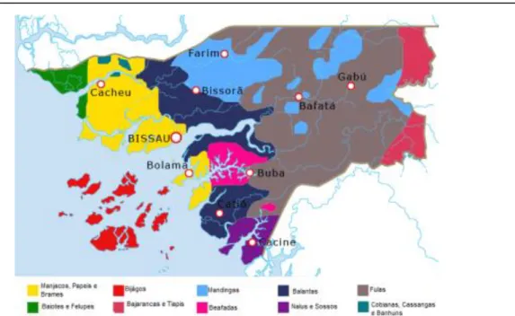 Figura 2 - Mapa de etnias da Guiné-Bissau (Fonte: guine-bissau.net) 