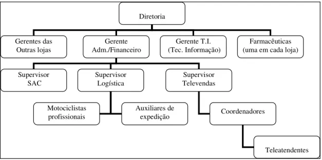 Figura 1 – Organograma da Matriz da farmácia estudada – Fonte: documentos da empresa. 
