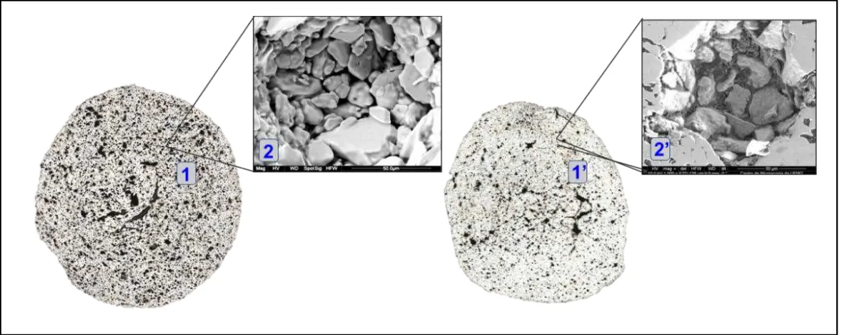 Figure  14:  Different micro and macro porosities in iron ore pellets produced out of  different ore minerals (11) 