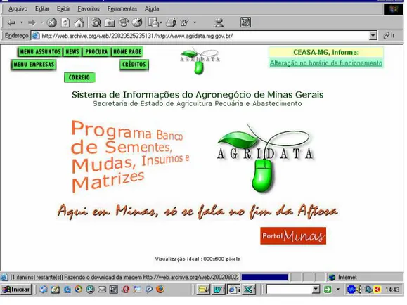 Figura 5 – Site do Agridata, em 25/05/02 