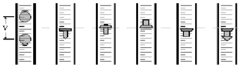 Figura 1.6 - Exemplos de tipos de flutuadores utilizados. Fonte: Campos et. al., (1999) 