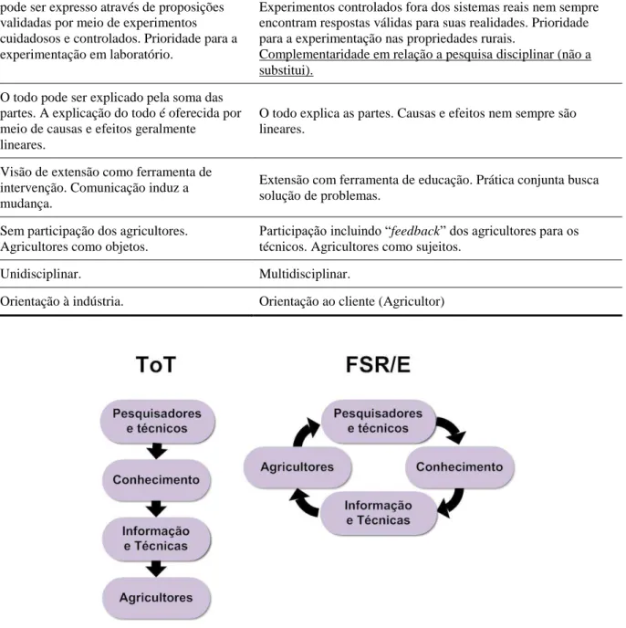 Figura 1  – Principais diferenças entre os modelos ToT e FSR/E. Fonte: Adaptado de  Pinheiro (1995)