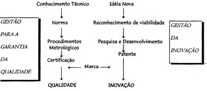 Figura 6 - Vertentes da Qualidade e da Inovação, adaptado de Cabral, 1997