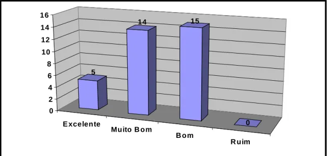 Gráfico 5: Nível do processo de comunicação na organização por freqüênciaE xcelenteMuito B omB omR uim5141500246810121416