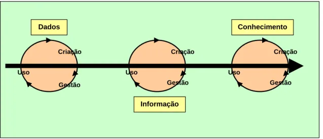Figura 14:  Representação de um modelo com dados, informação e conhecimento. 