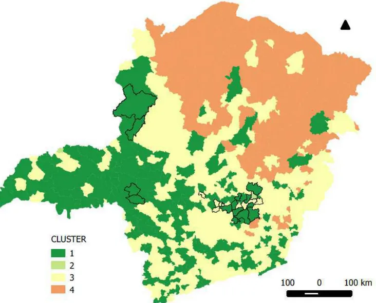 Figura 4-B: Clusters municipal para a dimensão Desenvolvimento Humano , 2010 