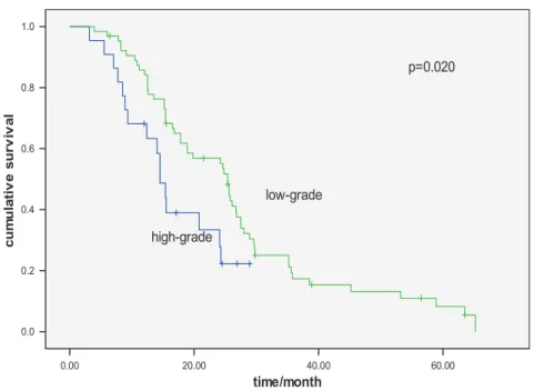 Figure 3 - Kaplan–Meier curves comparing OS in patients with different histological grades.
