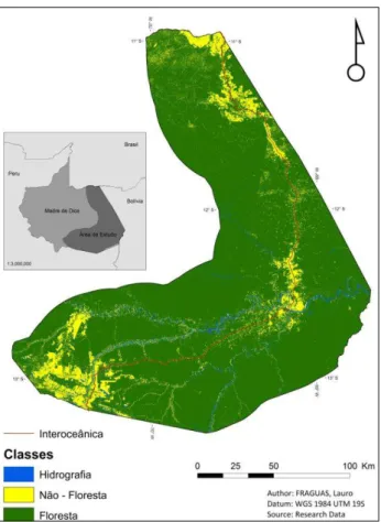 Tabela 5: Comparativo entre a imagem de 2011 gerada pela classificação das imagens de  satélite e a predição modelada em quilômetros quadrados