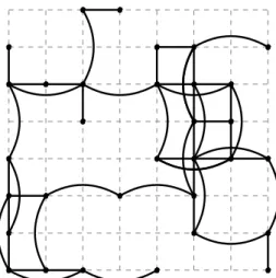 Figure 1.1. Line-of-sight network model of Frieze et al., with p = 0.45 and ω = 2, on a grid of 8 × 8.