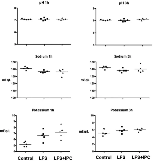 Figure 1 - The results of serum analyses. There were no differences in the pH values among the groups