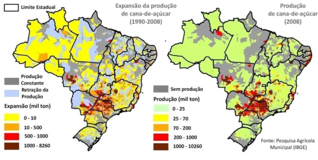 FIGURA 4 - Produção de cana-de-açúcar (Toneladas)  Fonte: Pesquisa Agrícola Municipal (IBGE, 2008) 