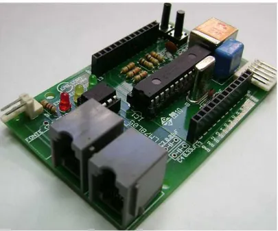 Figura 4.2: Fotografia da placa protótipo que representa cada nó da rede Modbus [Arruda, 2012].