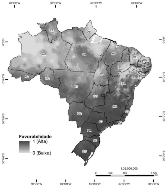 Figura 11 - Favorabilidade climática simulada para plantios florestais