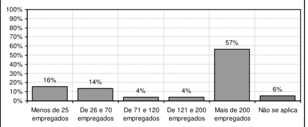 Gráfico 5.13  – Número de empregados da empresa na qual os entrevistados trabalham.  Fonte: Dados da pesquisa