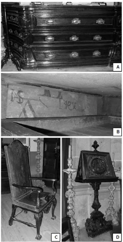 Fig. 1. Furniture set of The Clérigos church. A - 18 th  century “arcaz”. B - “Arcaz” drawer